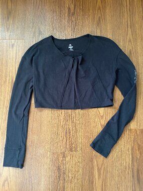 Rare Zumba Fitness Open-Front Knit Bolero Cropped Shrug Jacket - Black - L
